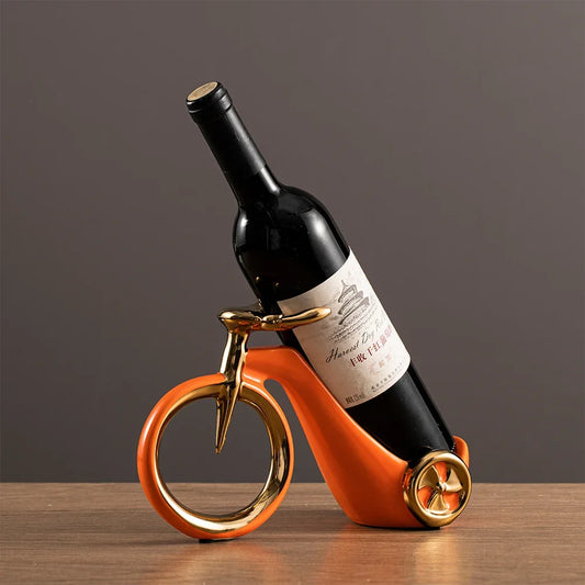 Suporte decorativo para vinho em formato de bicicleta